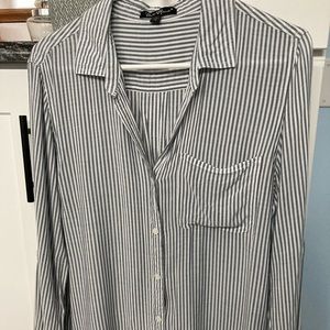 Velvet Heart Rayon Blue Striped Blouse Medium